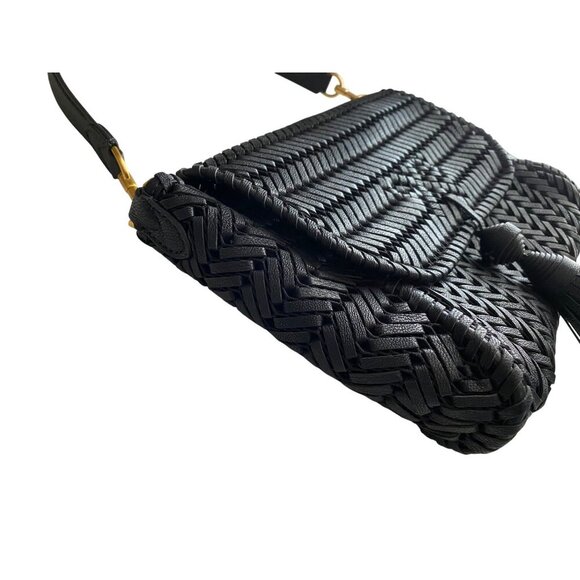 Anya Hindmarch Neeson Tassel Shoulder Bag Capra Leather Dark Marine Blue Woven - Picture 5 of 14